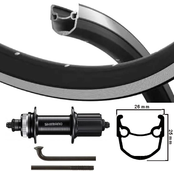 Roue arrière Kgs 28 pouces (622) stratos noir argent centerlock 8-10s
