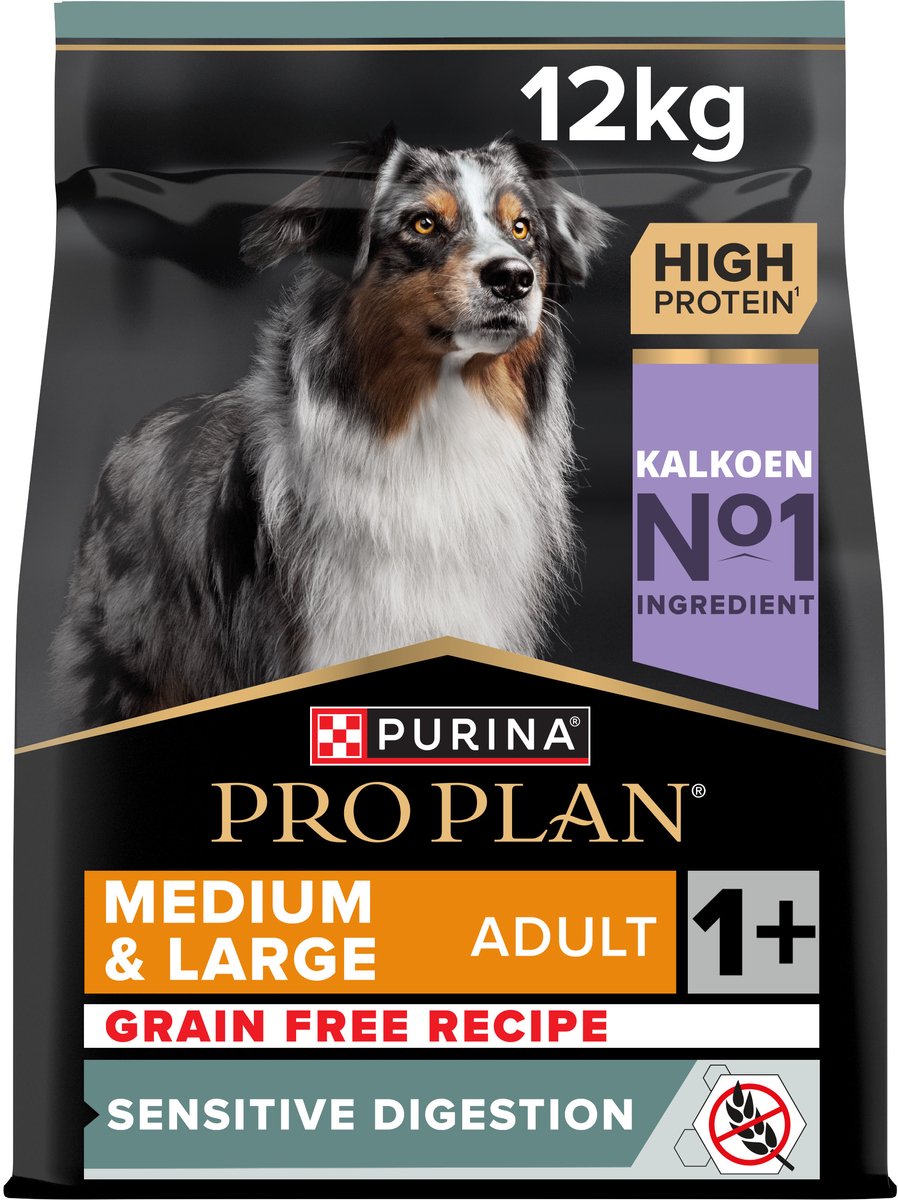 Pro plan purina digestion sensible sans céréales adulte - nourriture pour chien - dinde - 12 kg