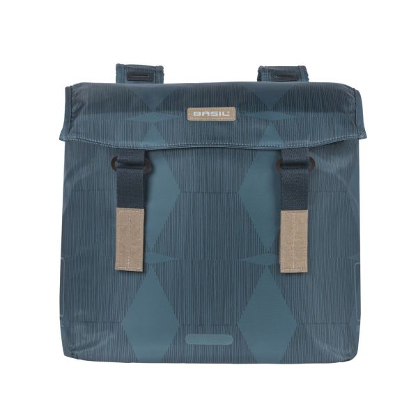 Basil Elegance Double Bicycle Sac, bleu, animal de compagnie recyclé, alimentaire, fermeture de conservation de l'eau, pont universel, 40-49L