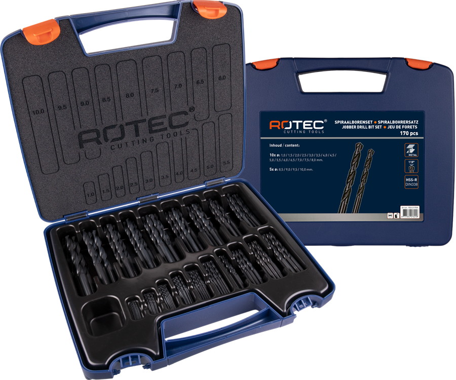 Jeu de forets hélicoïdaux Rotec 1-10x0,5mm hss 170 pièces