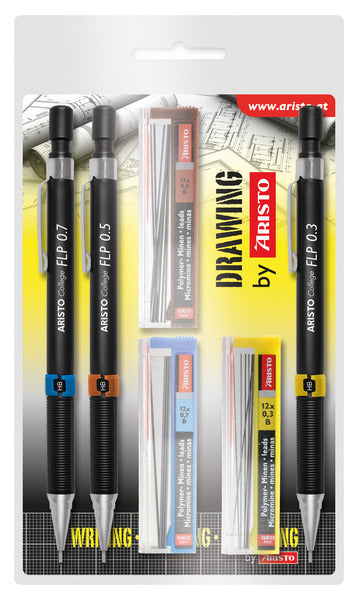 Aristo AR-23559 jeu de porte-mines HB 0,35 0,5 0,7 mm avec mines de crayon gratuites