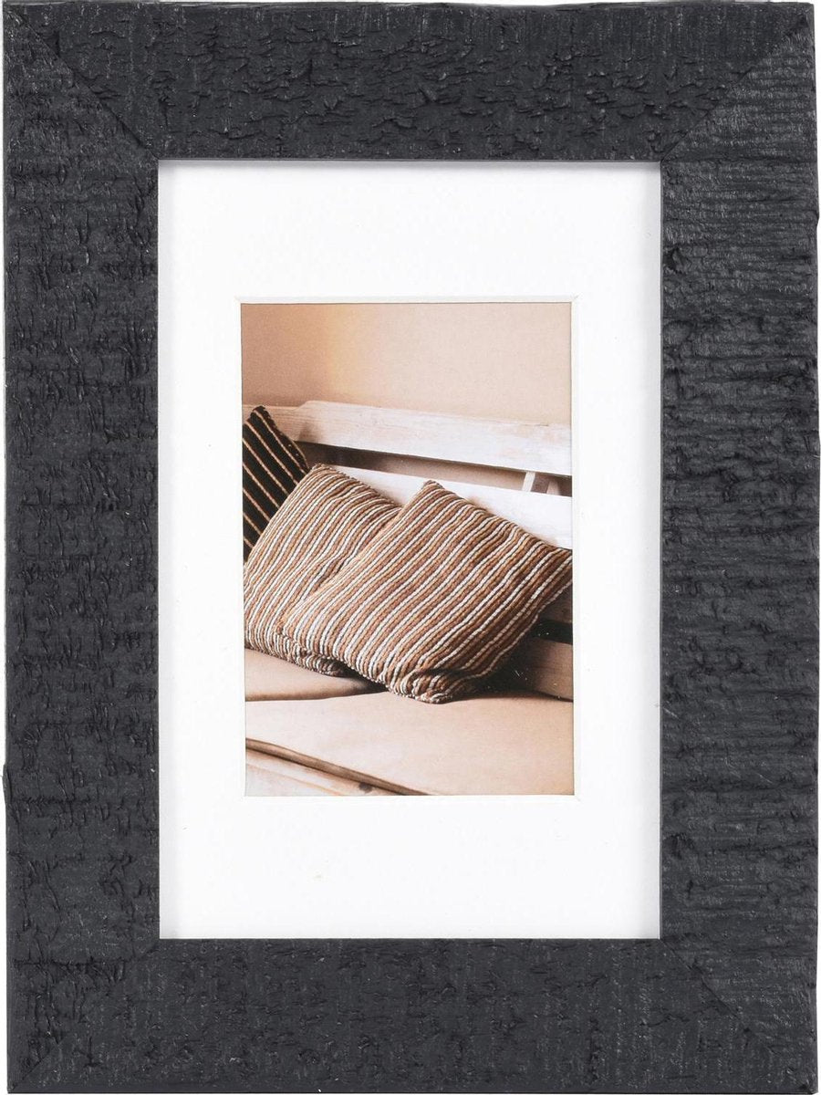 Cadre photo Henzo - - bois flotté - format photo 10x15 cm - noir