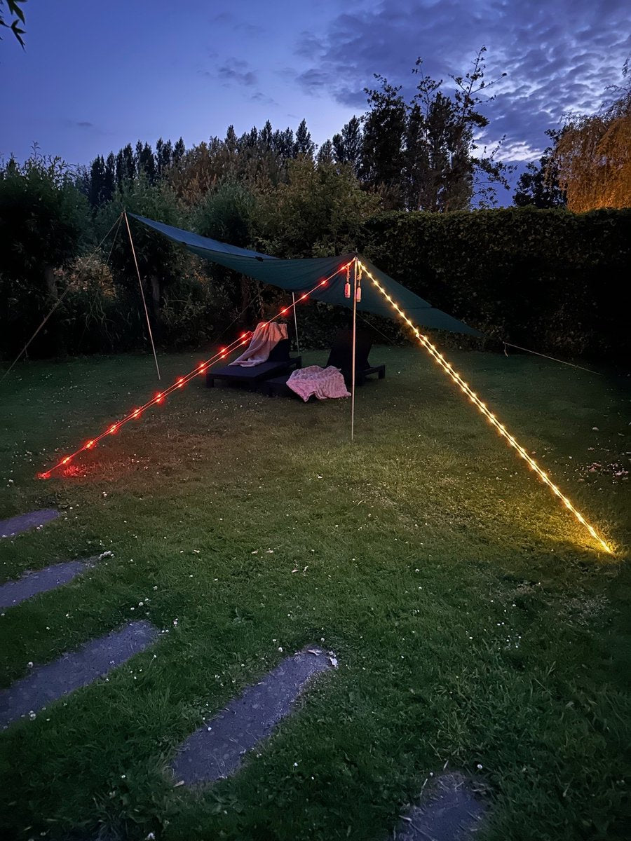Eurotrail verlichte scheerlijn - veiligheidslijn - led scheerlijn - fuo geel - oplaadbaar - waterbestendig - 8 lichtstanden