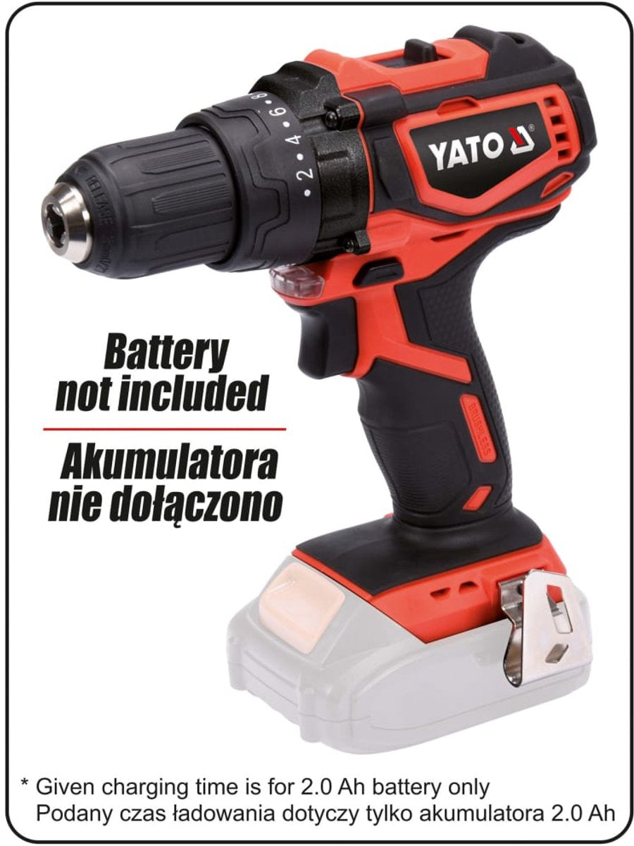 Série Yato 18v - perceuse sans fil - sans balais - 2000 tr/min - boîtier métallique