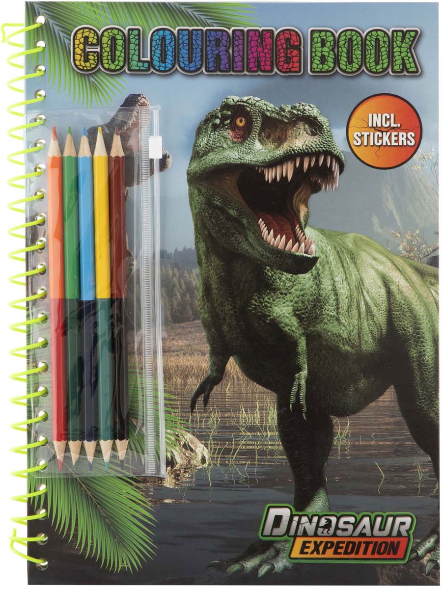 Livre de coloriage dinosaure de groupe d'artisanat créatif avec des crayons