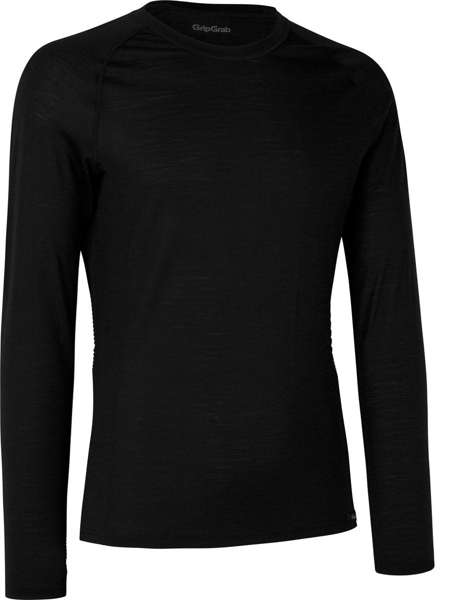 Gripgrab - mérinos mélange thermique manches longues automne hiver cyclisme maillot de corps chemise thermique avec laine mérinos - noir - hommes - taille s