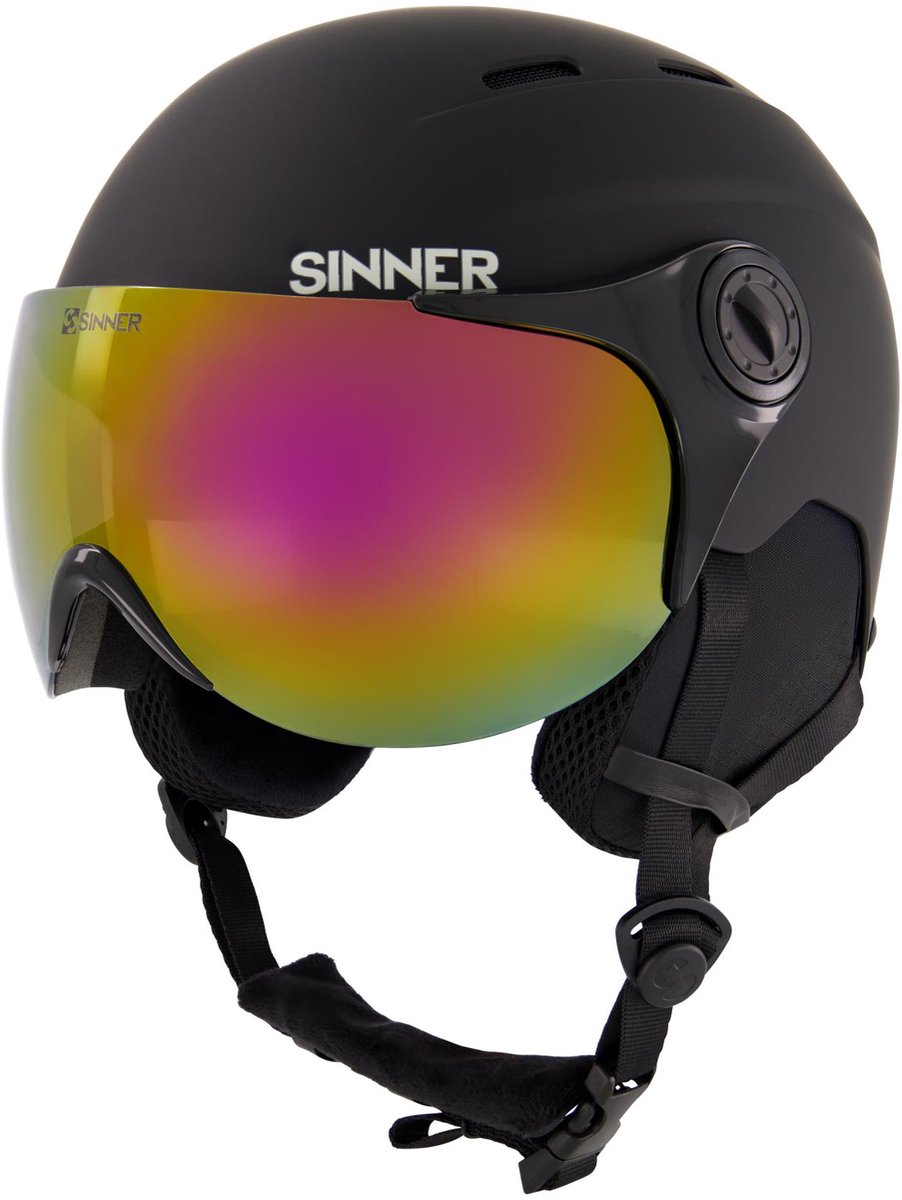 Sinner typhoon visor unisex skihelm - matte zwart - maat m, 55-58 cm