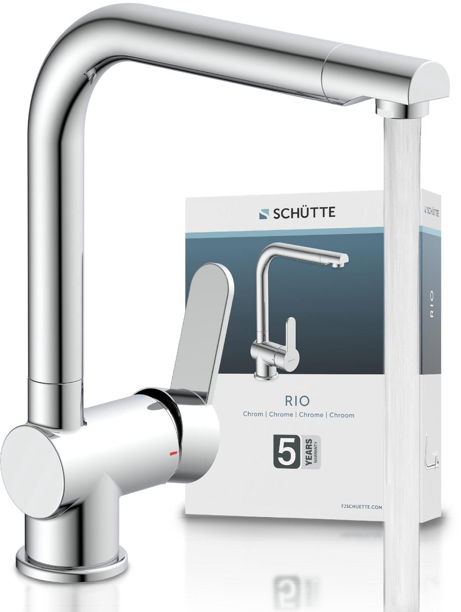 Robinet de cuisine Schütte rio design - mitigeur - bec haut et pivotant - poignée latérale - chrome