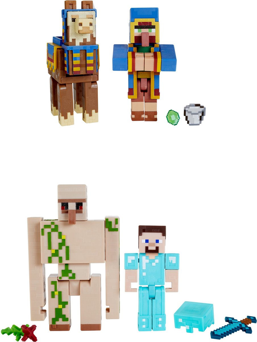 Mattel minecraft create-a-block box assortiment - figurines 8 cm - à partir de 6 ans - minecraft - gtt53 - modèle aléatoire