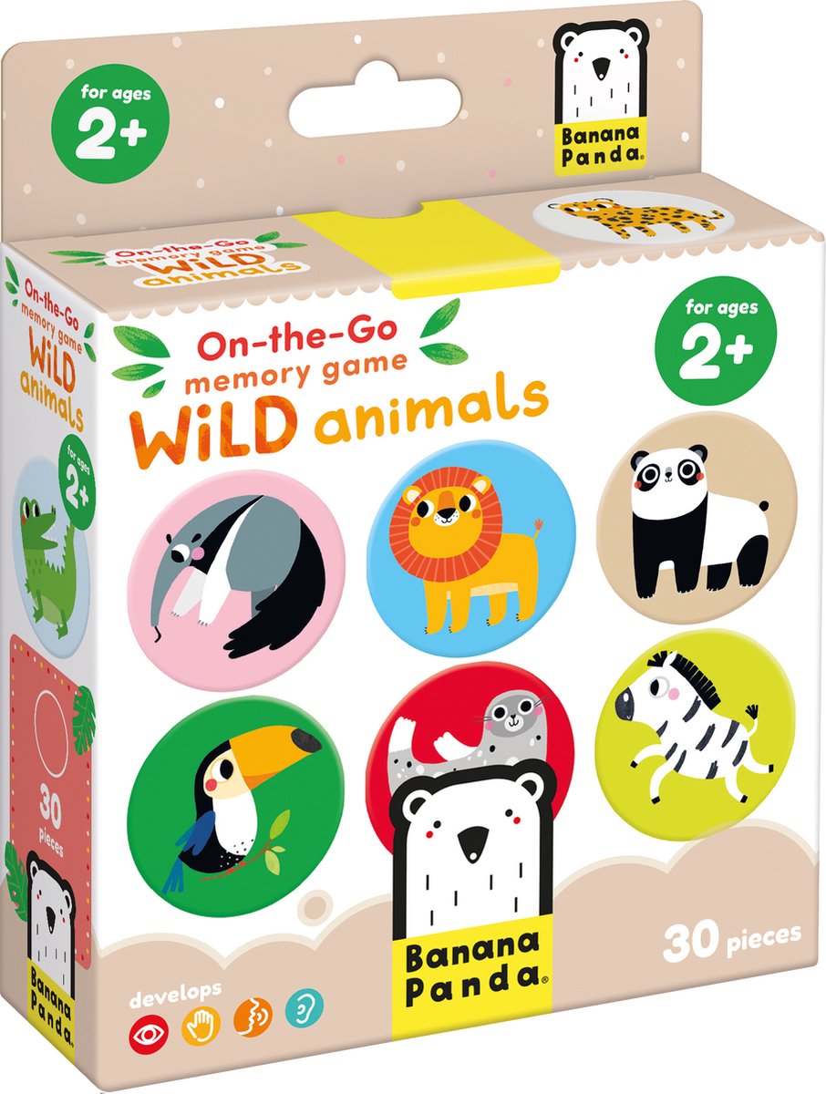 Panda banane, jeu de mémo à emporter, animaux sauvages 2+