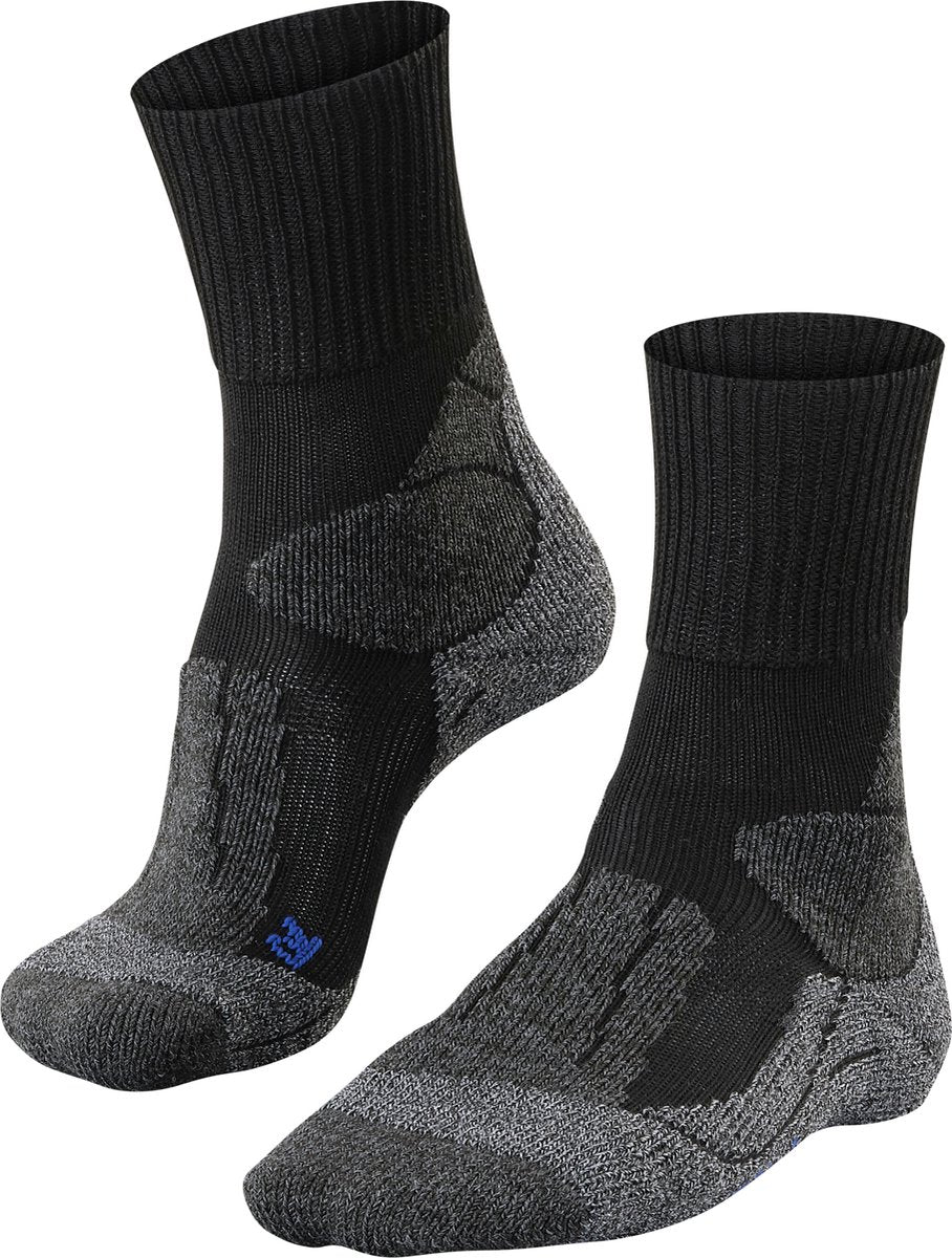 Falke tk1 cool anti-ampoules épais matériau fonctionnel lyocell chaussettes de marche hommes noir - taille 39-41