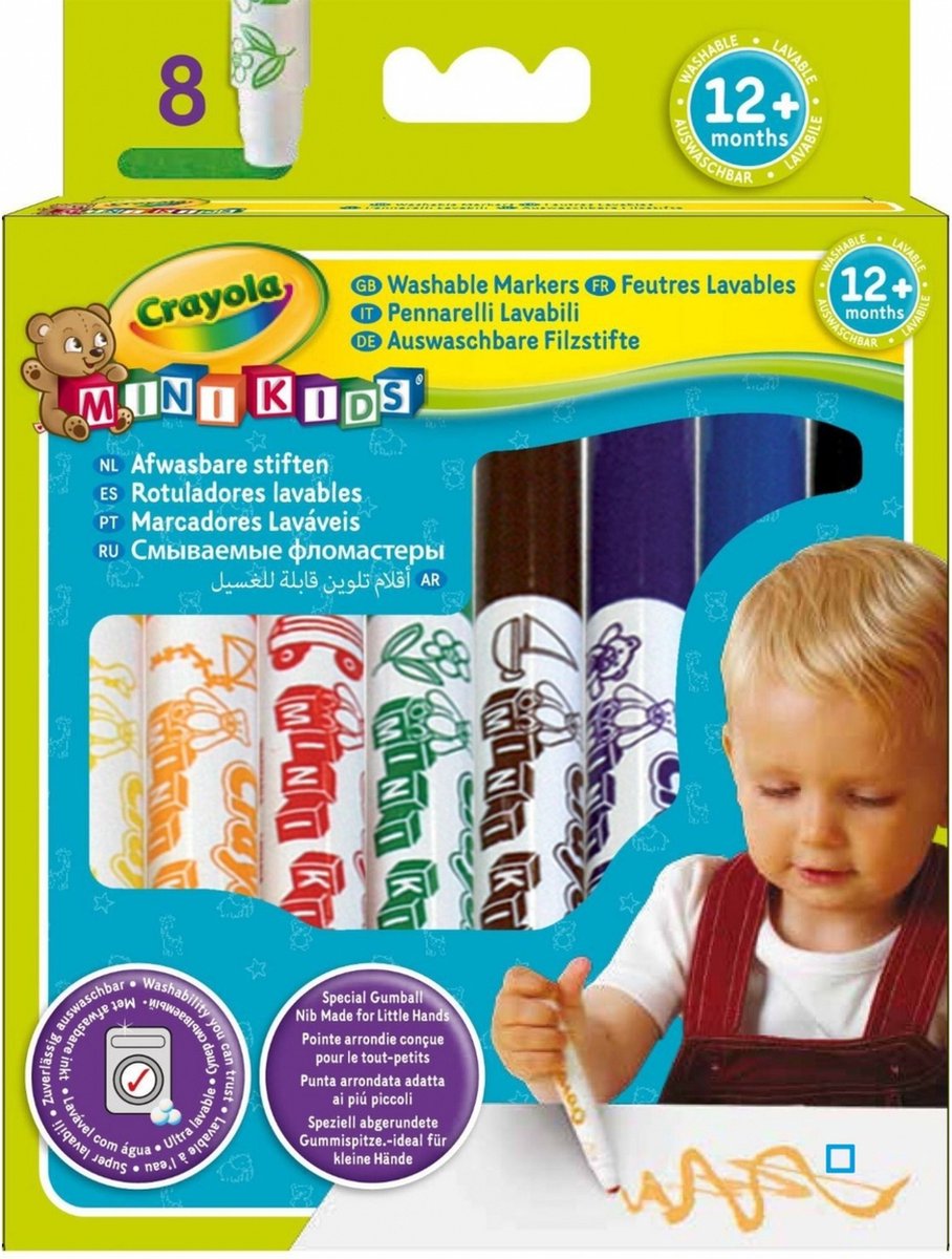 Crayola - mini kids - feutres - 8 feutres pour enfants - sûrs et lavables