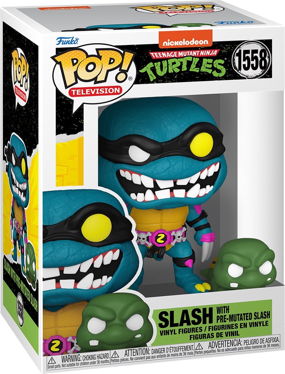 Funko Teenage Mutant Ninja Turtles Turtles in Time - Slash avec figurine en vinyle Slash pré-mutée 1558 pop ! multicolore