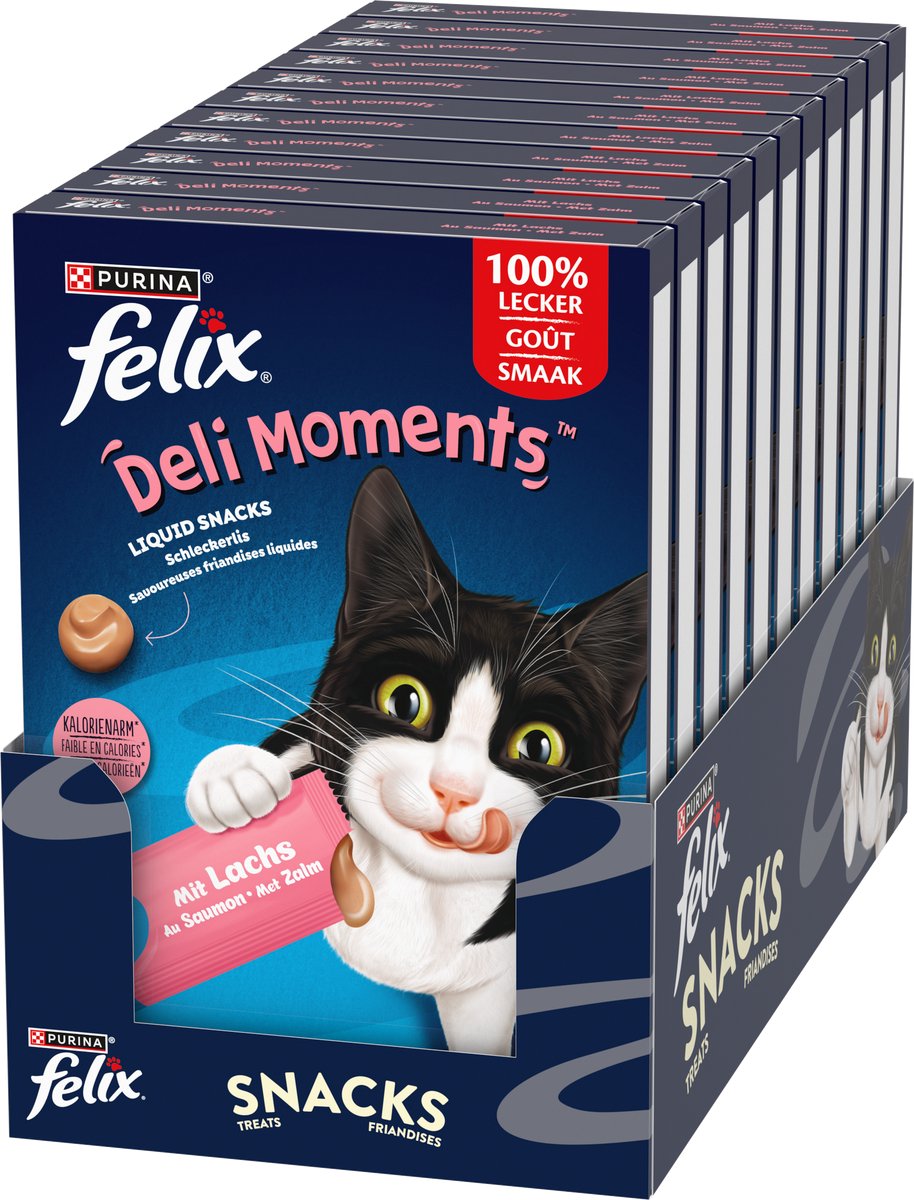Felix Deli Moments - Liquide Snack pour Chat - Saumon - 44 x 10 g
