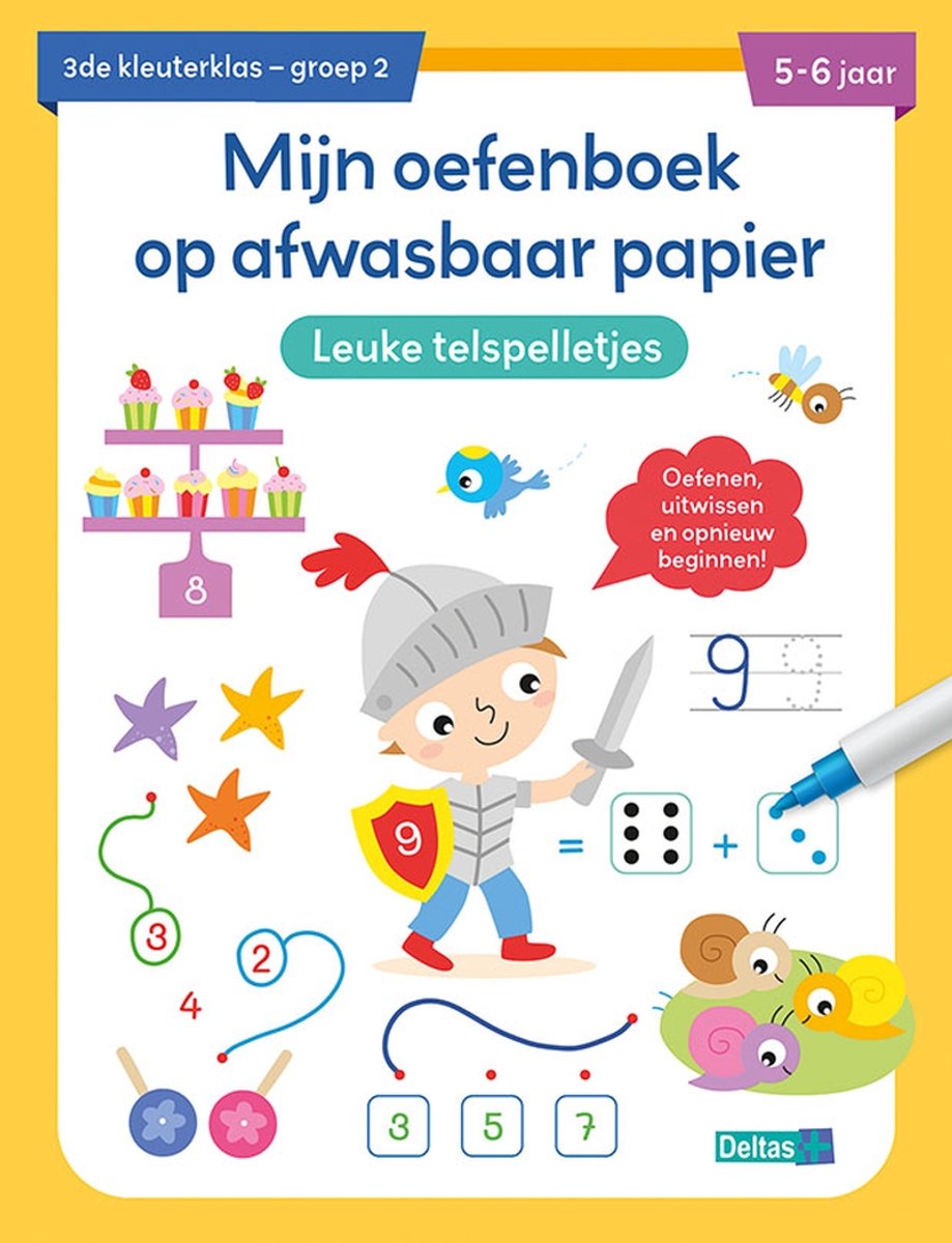 Deltas cahier d'exercices papier lavable jeux de comptage amusants (5-6 ans)
