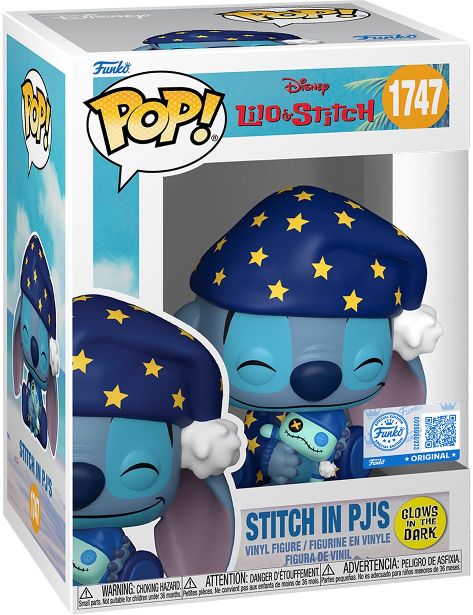 Vinyle Funko pop : pyjama étoilé l s s4- stitch (brille dans le noir)