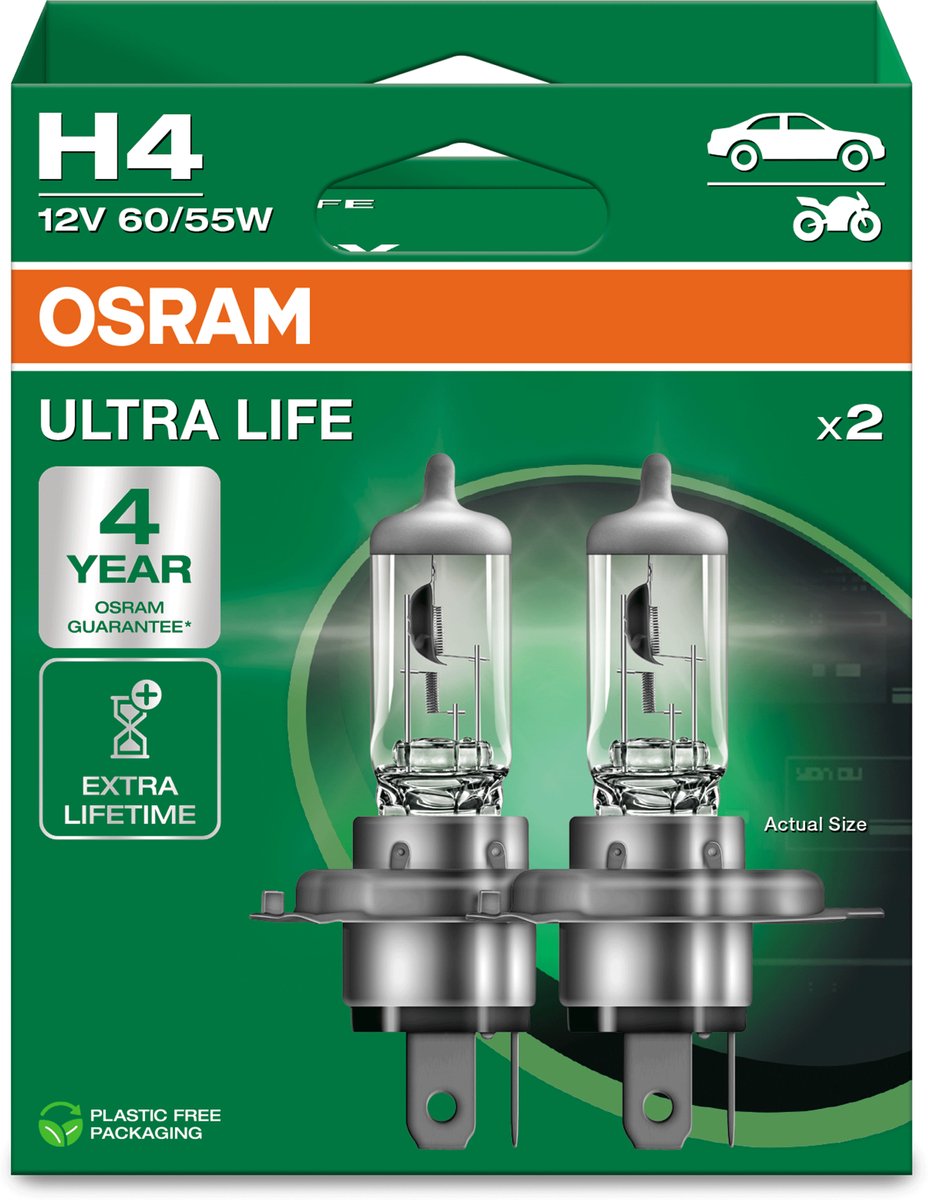 Osram série ultra life - lampe halogène pour véhicule - h4 - longue durée de vie - garantie 4 ans