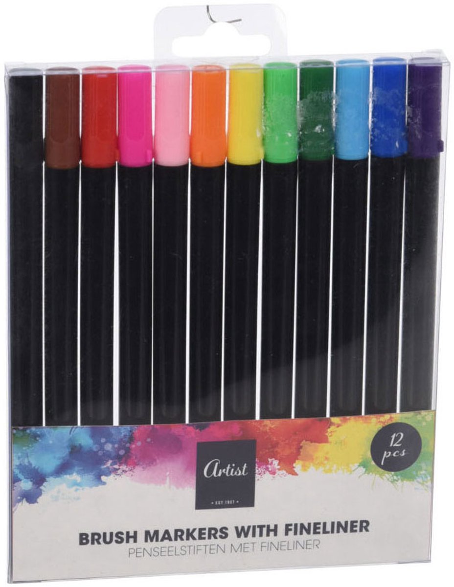 Stylo pinceau avec set de feutres fins