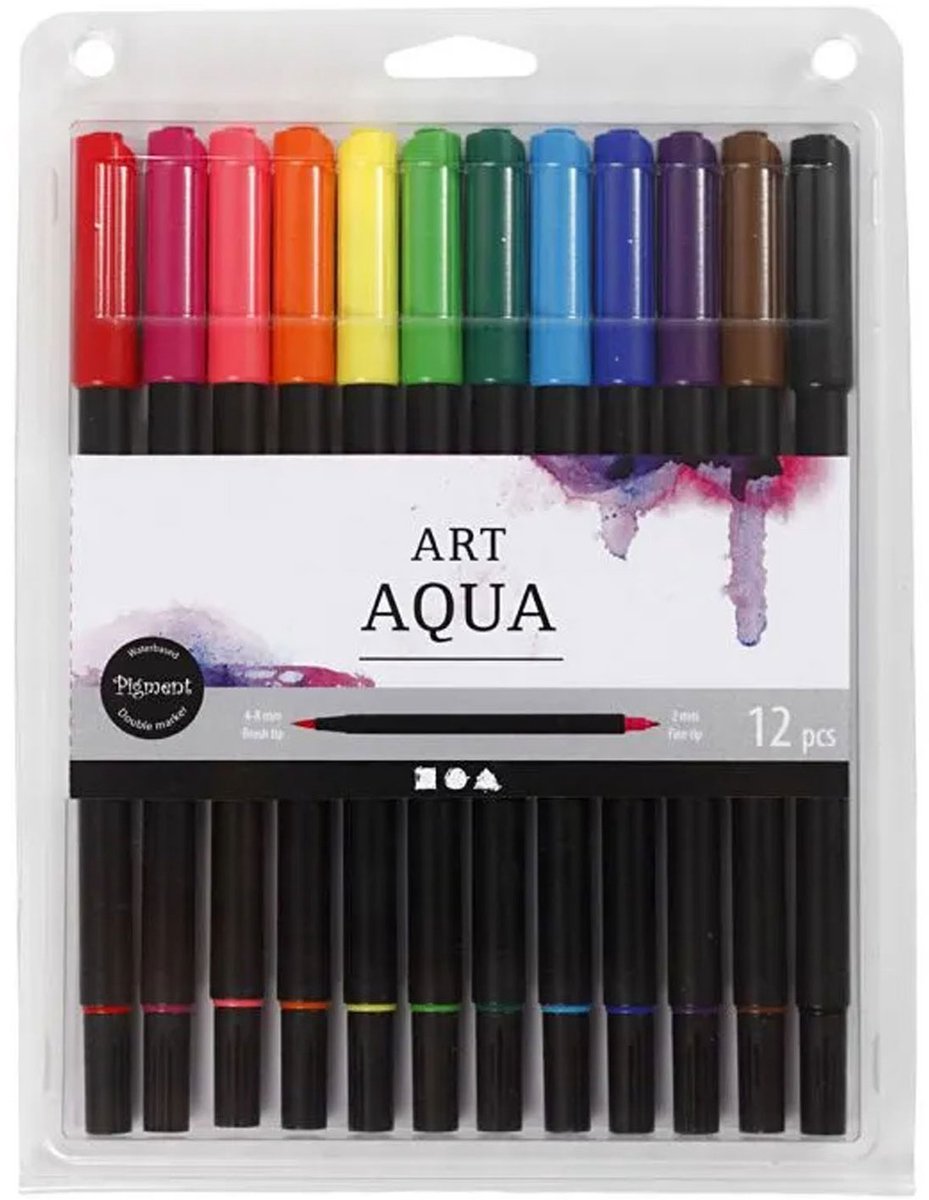 Entreprise créative https : www.ccobby.nl marqueur aquarelle-épaisseur de ligne-2-4-8-mm-standard-colours-12-piece-1-box