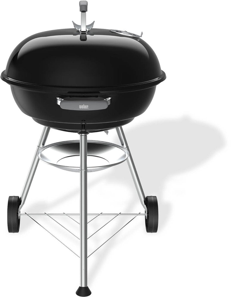 Bouilloire compacte Weber - grille ø 57 cm - barbecue au charbon de bois - noir - bac à cendres - 2 roues durables et résistantes aux intempéries - crochet de couvercle pratique - résistant aux rayures et à la rouille