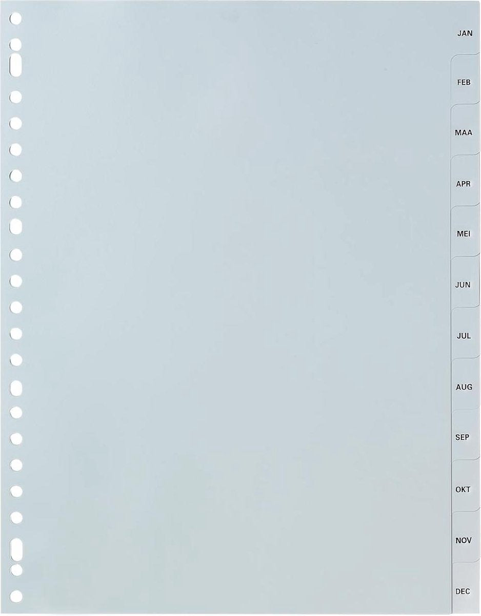 Onglets Pergamy, pi a4, perforatrice 23 trous, pp gris, janvier-décembre