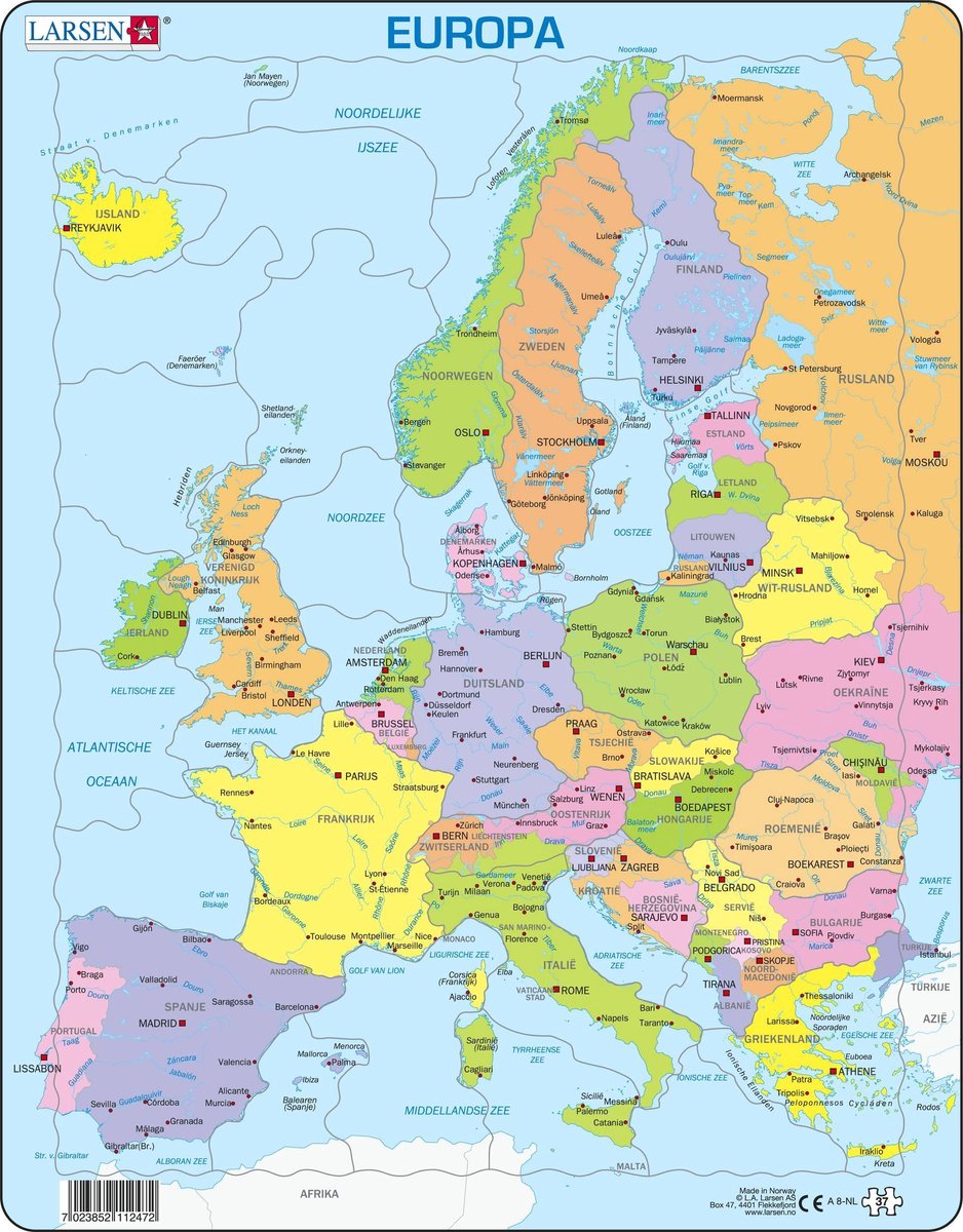 Selecta Larsen puzzle carte Europe, 37 pcs.