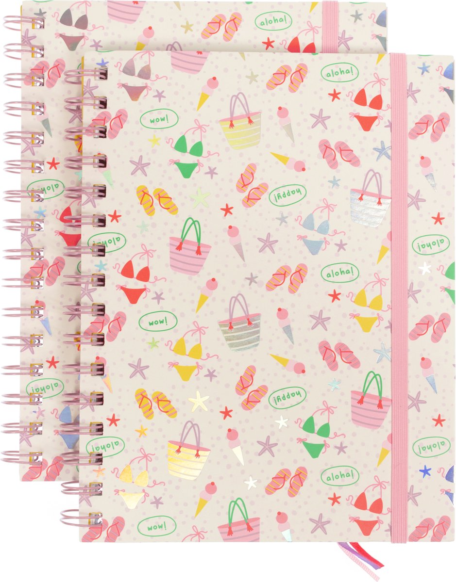 Kangaro spiraalboek - beach happy - a5 - lijn - 2 stuks - k-pm310007
