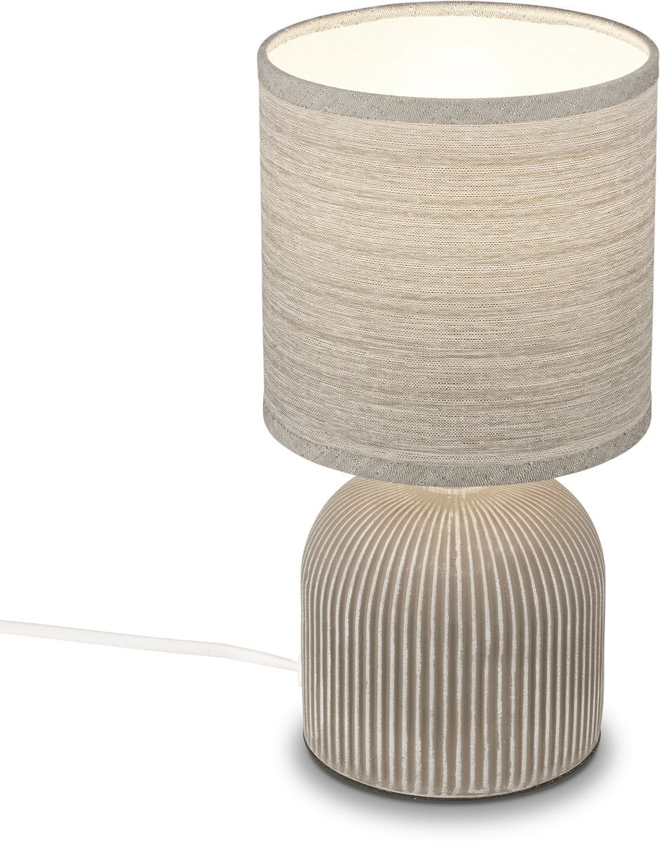 Briloner ino - lampe de table chambre - avec abat-jour en tissu base en céramique - lampe de chevet - lampe de table - ø15cm x 28 cm - marron