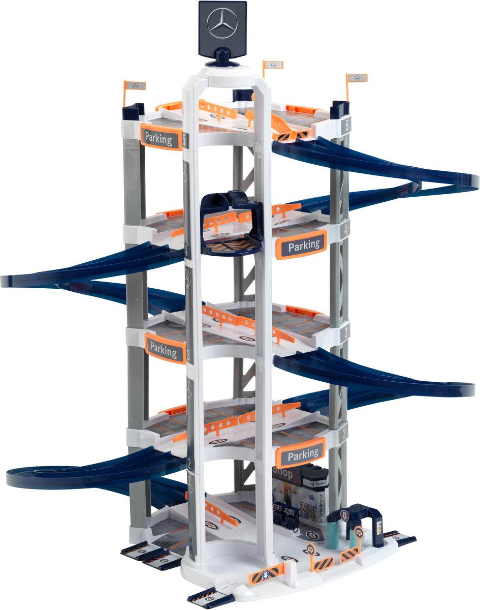 Klein Toys Theo Klein Parking Mercedes-Benz à 5 étages - 55x55x85 cm - blanc bleu