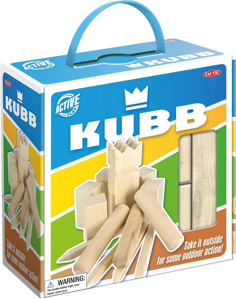 Tactic Kubb – jeu d'attraper et de lancer – jeu de lancer suédois original dans une boîte portable pratique – bois de pin durable