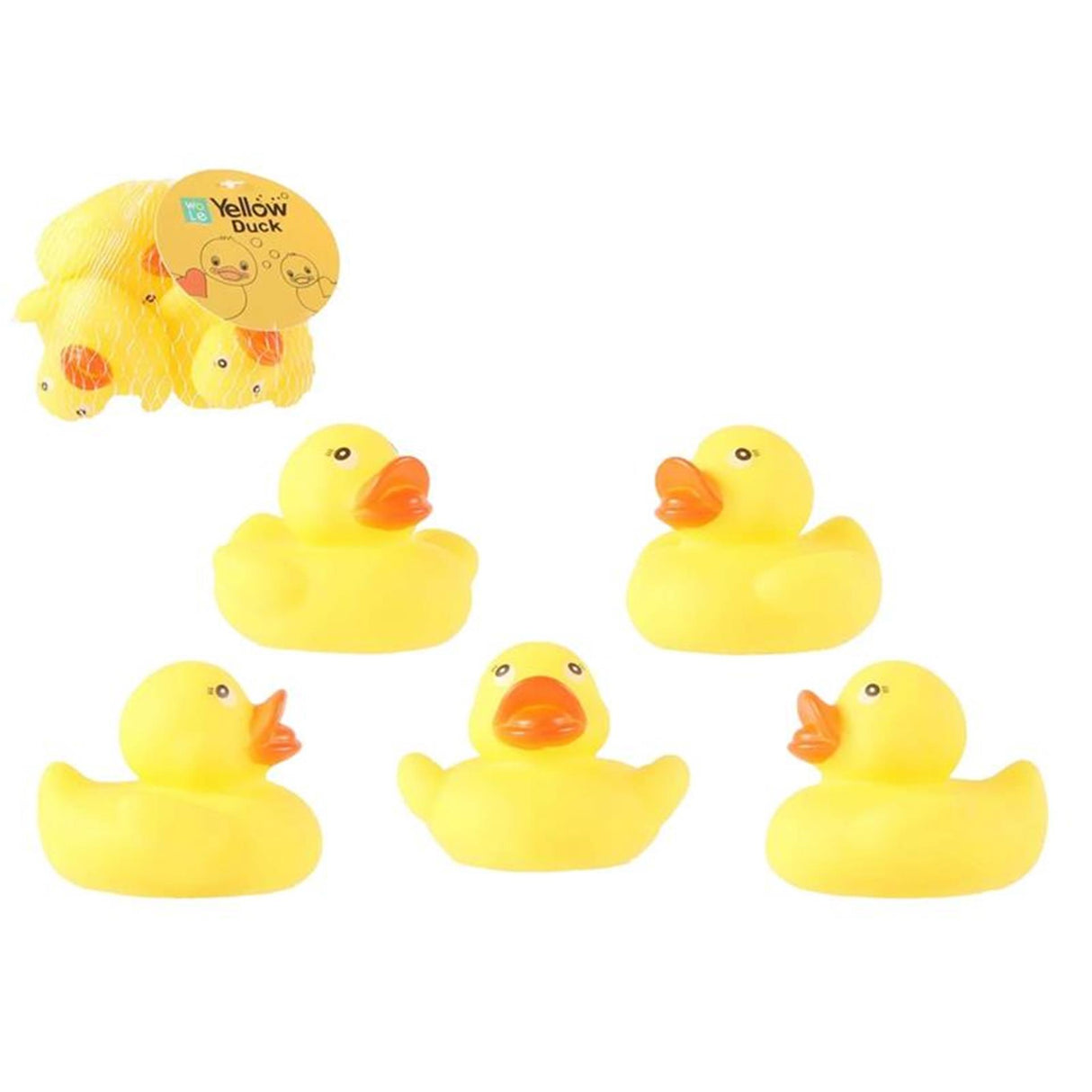 Canards en caoutchouc 5,5 cm, 5 pièces dans un filet
