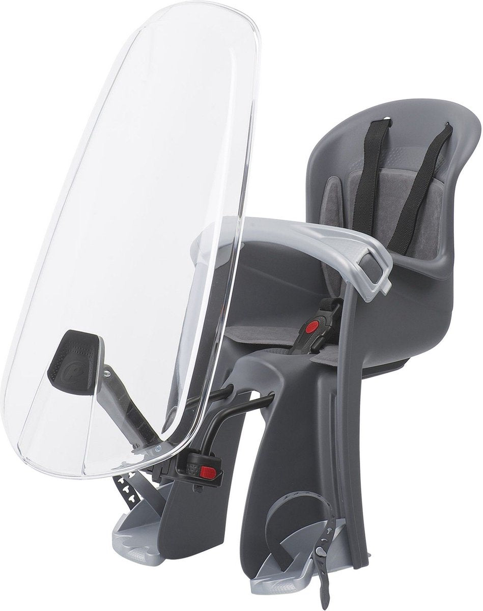 siège de vélo pour Bilby junior avec pare-brise noir gris