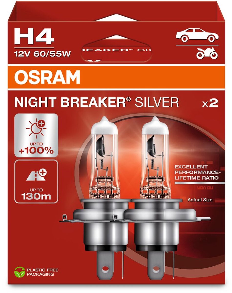 Sram o night breaker - phare h4 - éclairage 100% lumineux - portée 130m