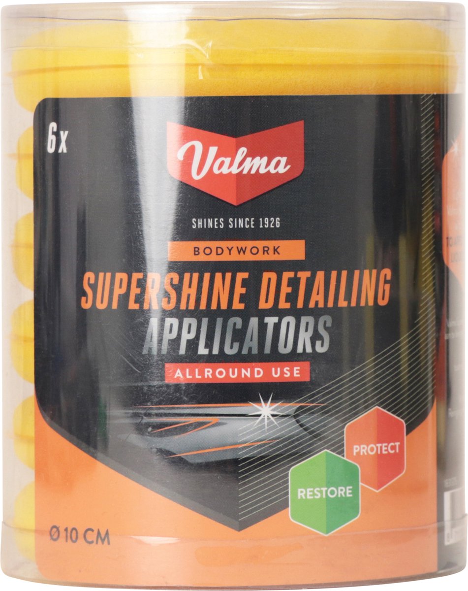 Applicateurs de détails Valma supershine - applicateurs sans rayures - réutilisables - adaptés à l'intérieur et à l'extérieur de la voiture - 6 pièces