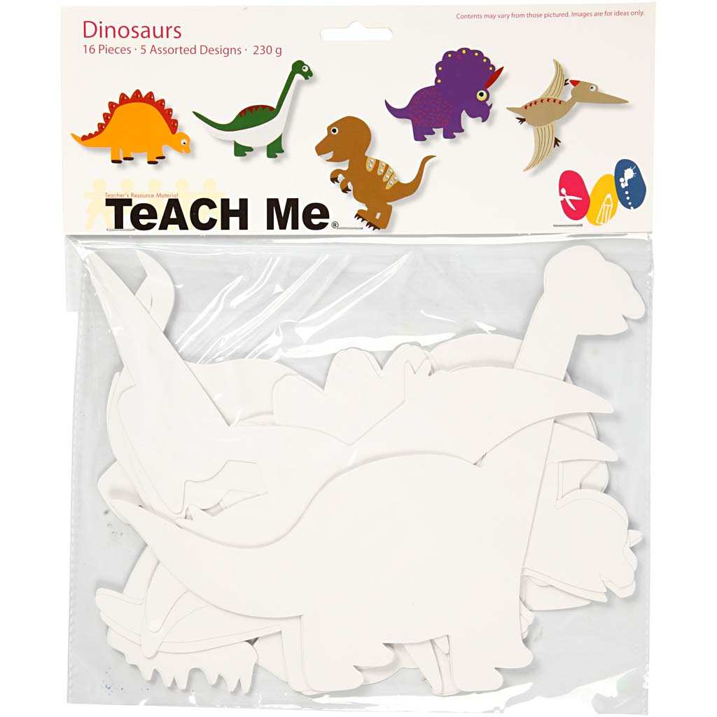 Creativ company dinosaures, h : 15-22 cm, l : 24-25 cm, 230 g, blanc, 16 pièces 1 boîte