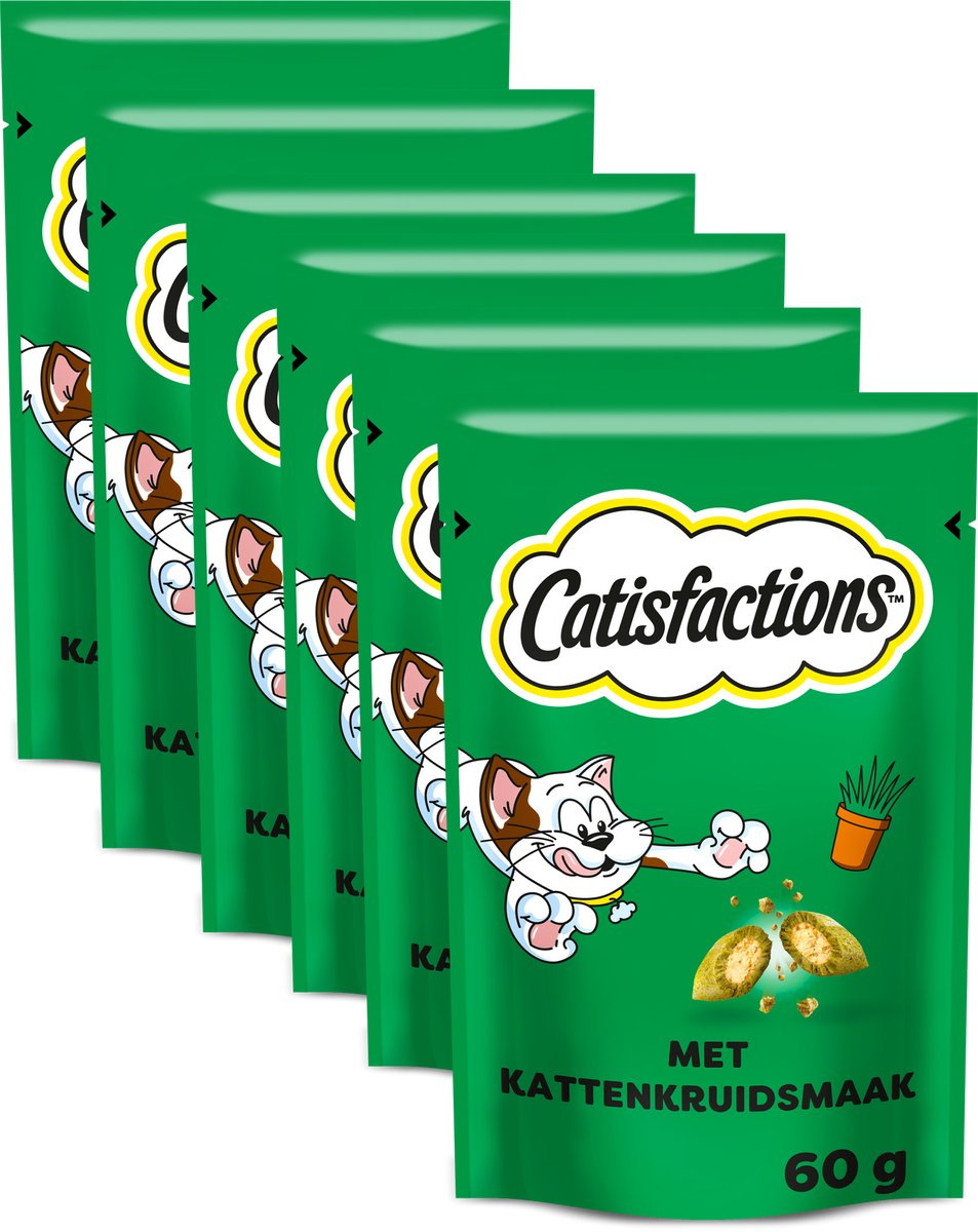 Gâteries pour chats Catisfactions - snacks à l'herbe à chat - herbe à chat - 6x60g