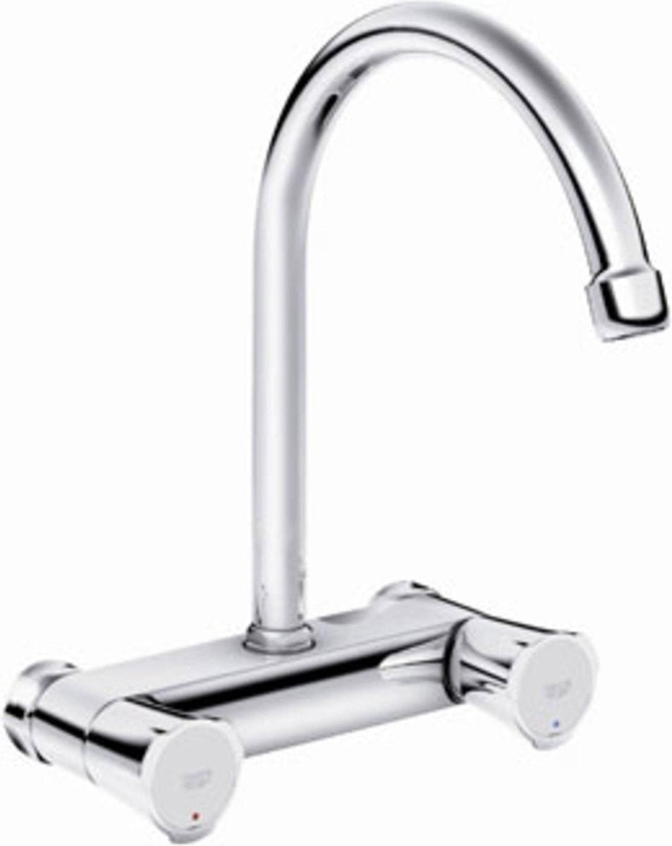 Robinet de cuisine Grohe costa-l - mural - bec haut - plage de rotation 360° - sans raccords - chromé