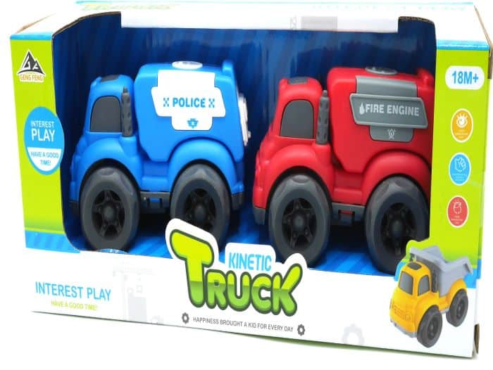 Ensemble de camions cinétiques Jonotoys pour la police et les pompiers