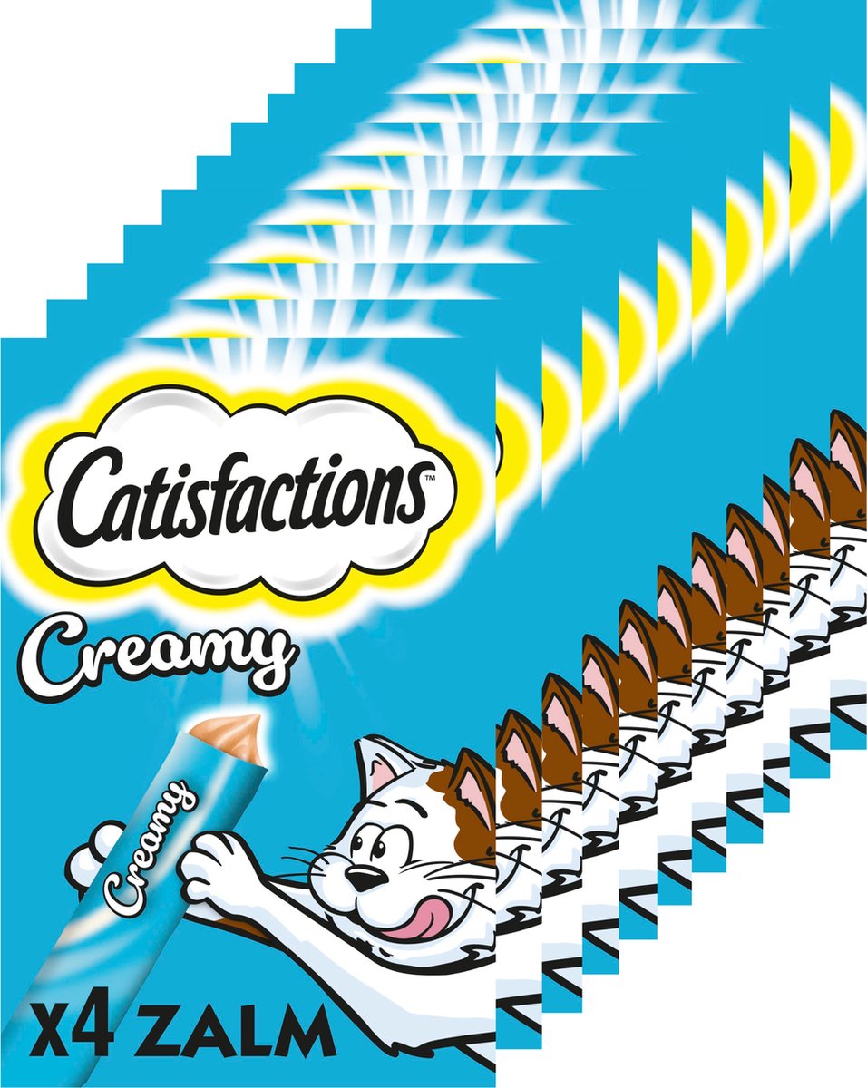 Catisfactions snacks crémeux - friandises pour chat - saumon - 44 pièces