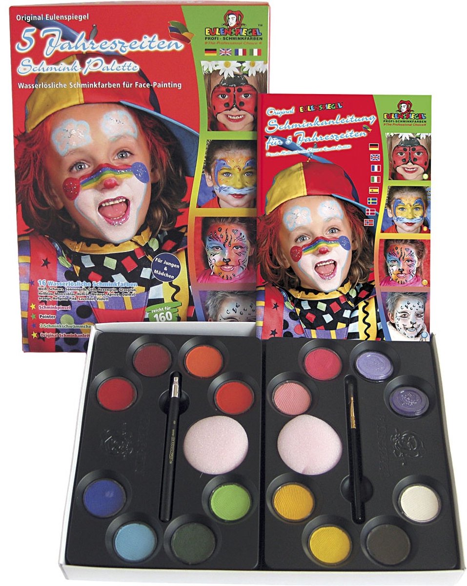 Kit de maquillage Eulenspiegel avec étape par étape, différentes couleurs, 1 set