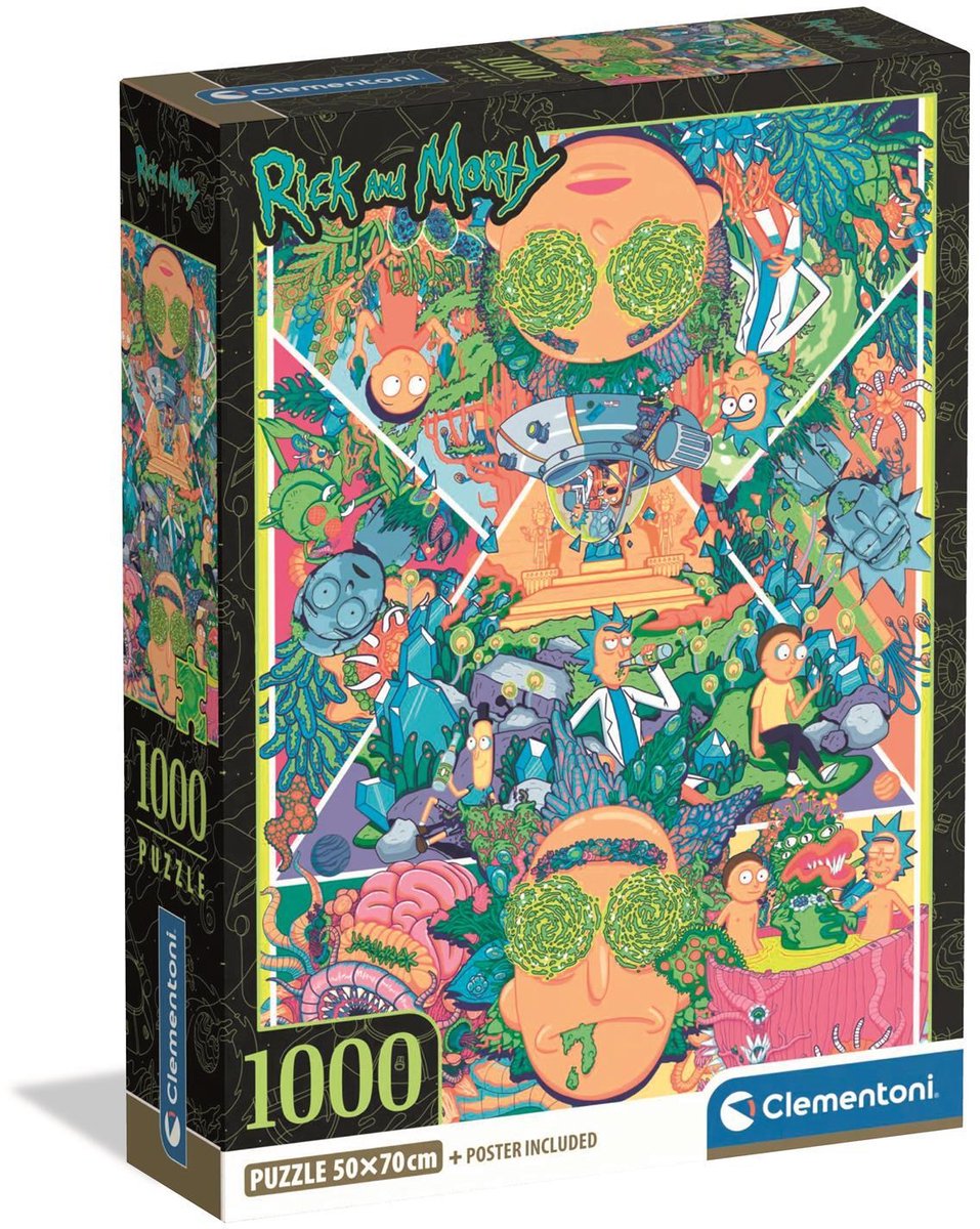 Puzzle Clementoni Rick Morty 2 - Puzzle de dessin animé de 1000 pièces.