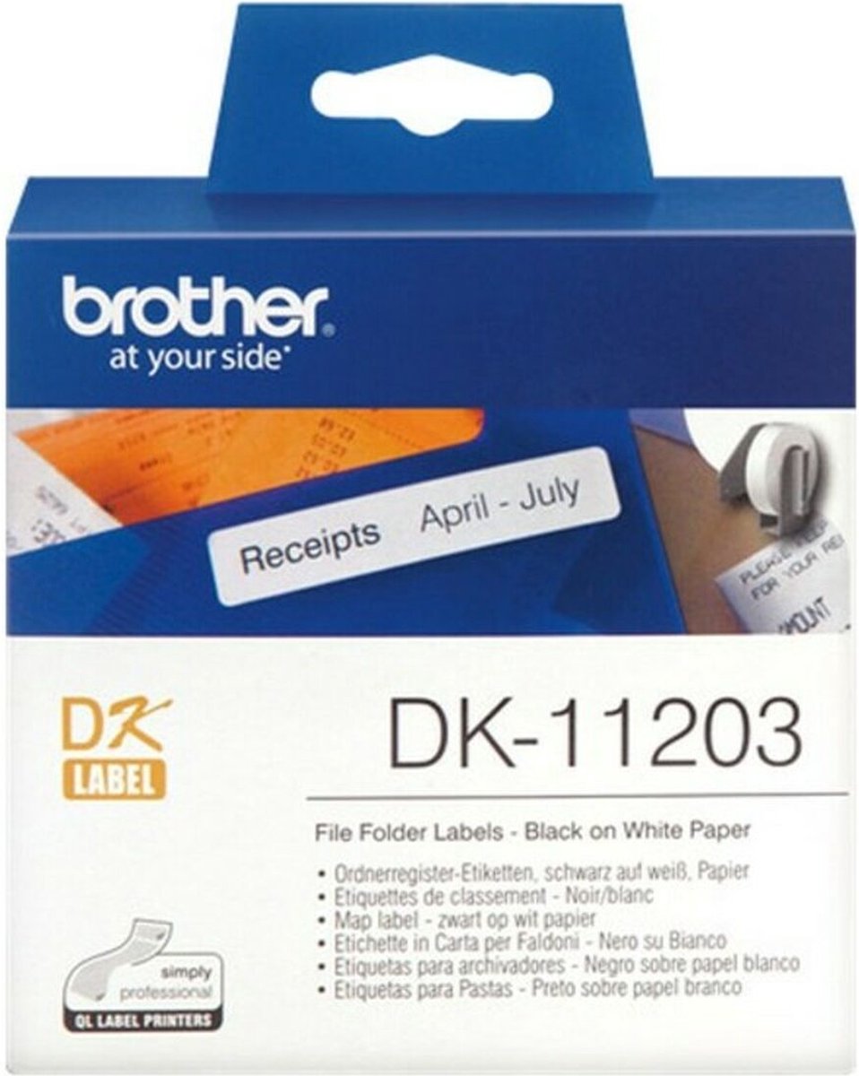 Brother dk-11203 étiquette découpée : 87x17mm - étiquette de dossier - blanc (rouleau de 300 étiquettes)