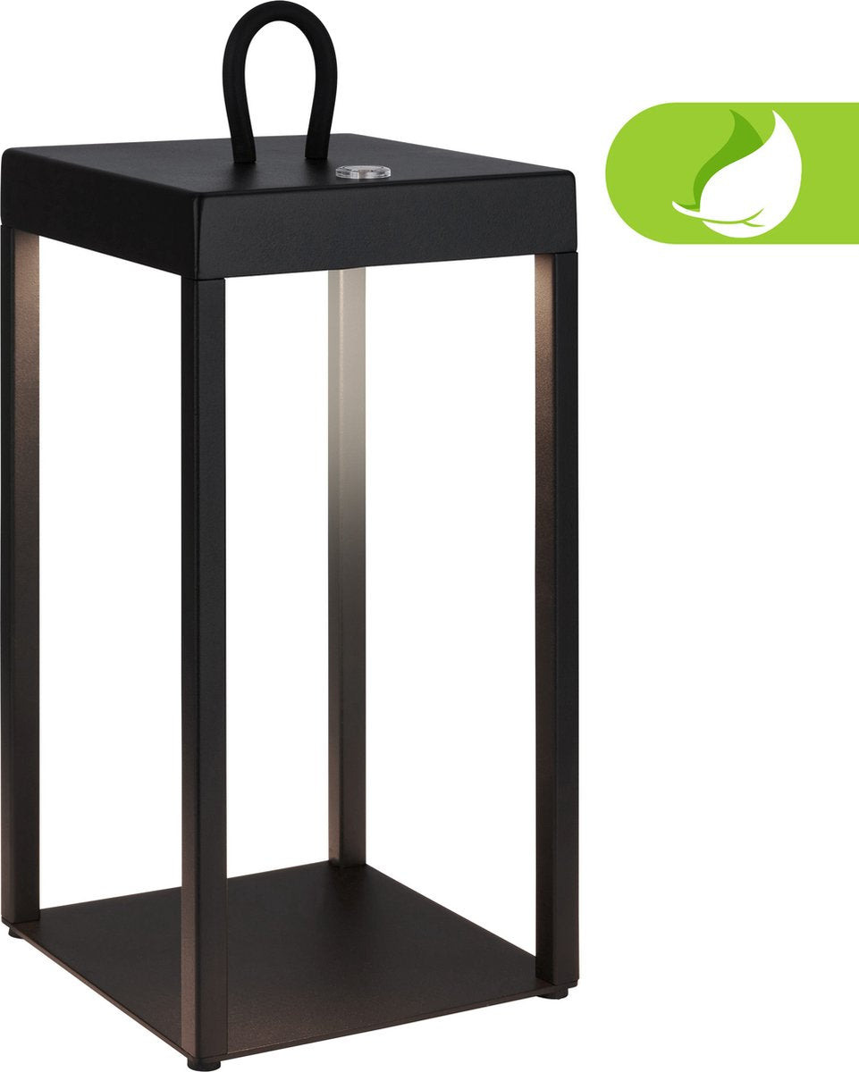 Briloner luca – lampe de table rechargeable lanterne – dimmable – ip44 pour intérieur extérieur – 31,5 x 13 x 13 cm – noir