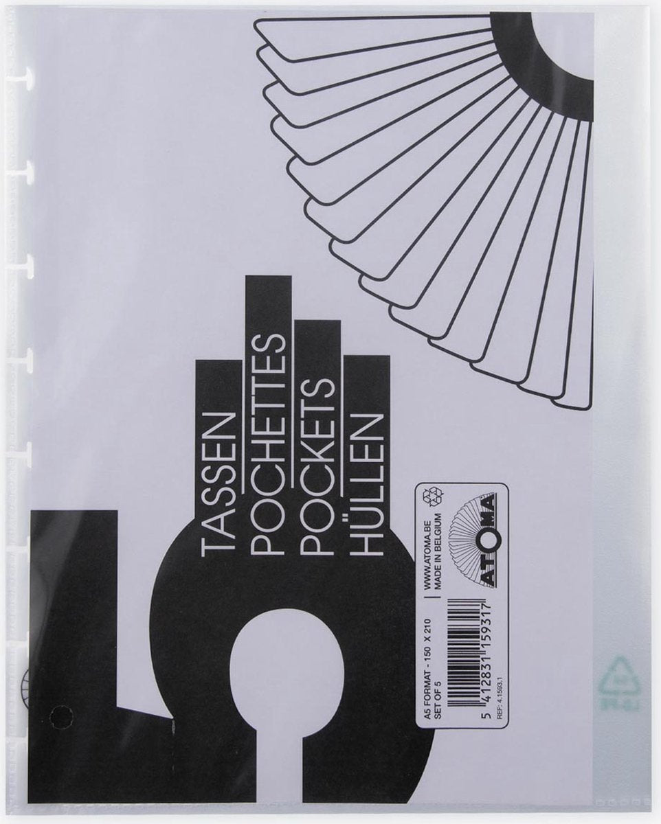 Sacs de présentation Atoma, transparents, pour cahiers a5+, lot de 5, paquet de 10