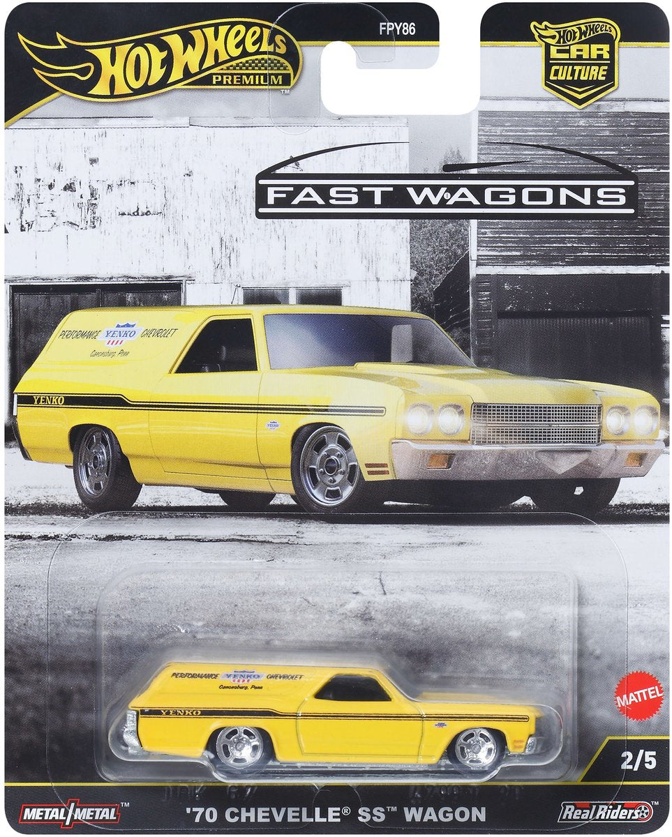 Hotwheels 70 chevelle ss wagon, voiture, 3 ans, métal, jaune