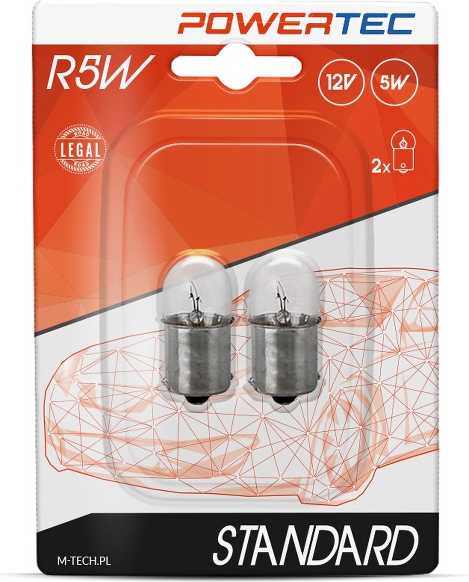 M-tech powertec r5w 12v 5w - standard - transparent - set (emballage blister)