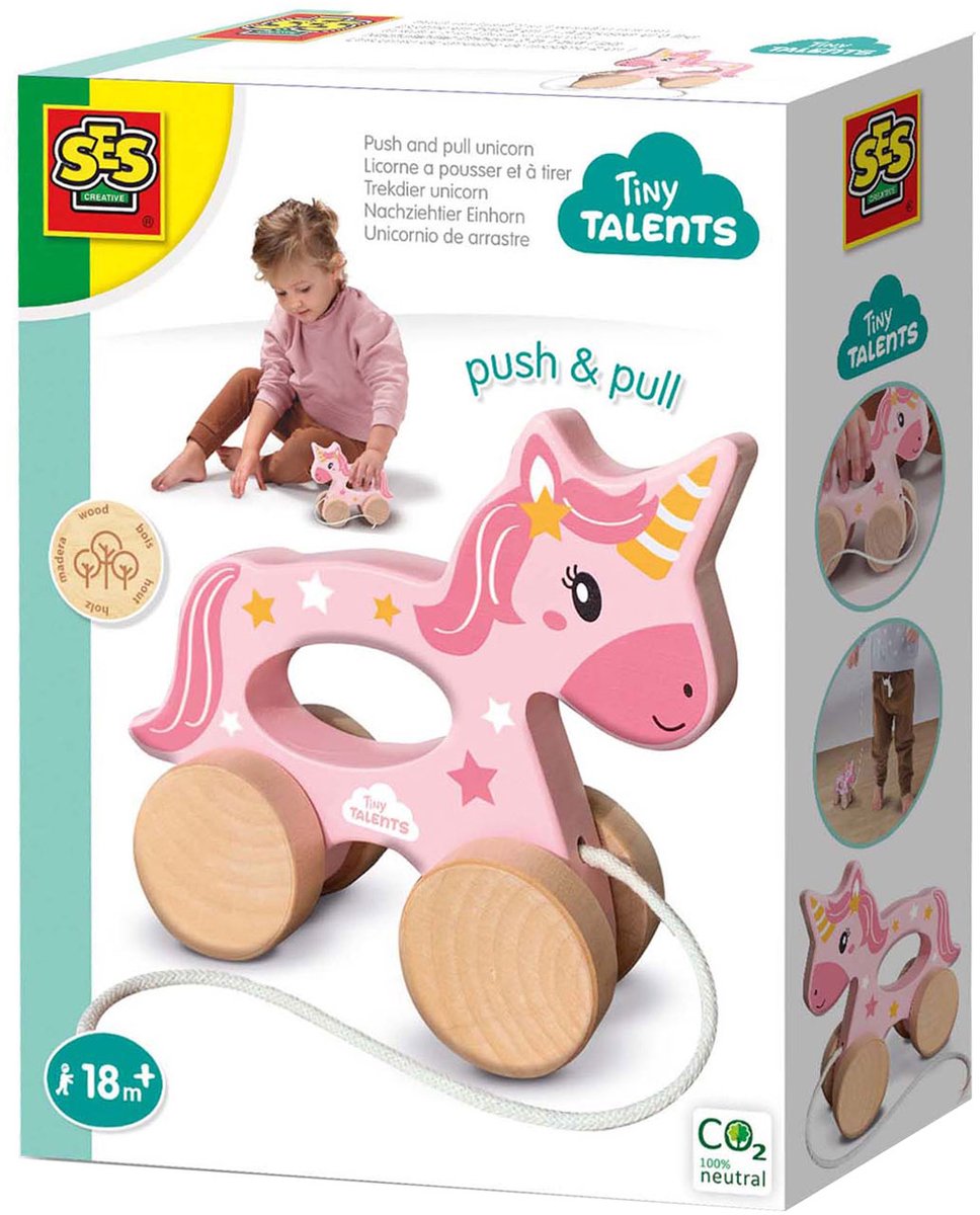 Ses animal à tirer en bois 2 en 1 - licorne