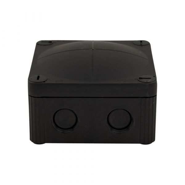 Boîte de câbles noire + 3x presse-étoupe.