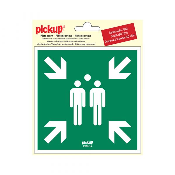 Autocollant point de montage en cas d'urgence - 150x150 mm.