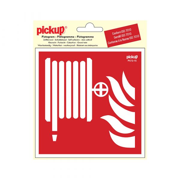 Autocollant pour tuyau d'incendie - 150x150 mm.
